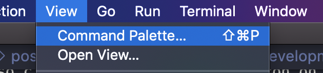 Opening VS Code Command Palette